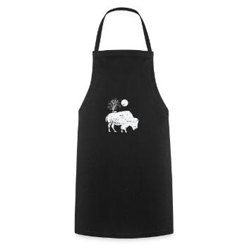 Bison and moonlight animal - Cooking Apron - black - Front - AI Model Male 185 dark (185cm)