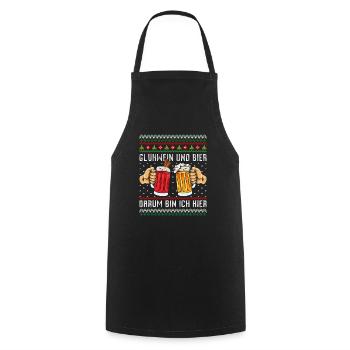 Glühwein und Bier Darum bin Ich Hier Weihnachten - Kochschürze - Schwarz - Vorne - AI Model Male 185 dark (185cm)