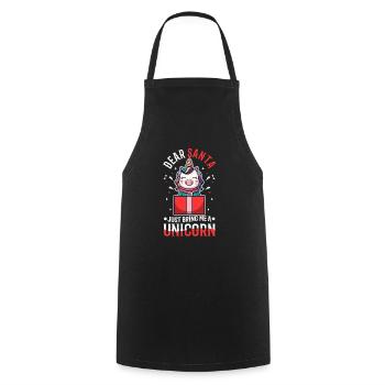 Dear santa just bring me a unicorn - Cooking Apron - black - Front - AI Model Male 185 dark (185cm)