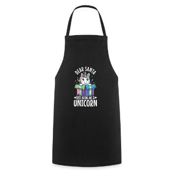 Dear santa just bring me a unicorn - Cooking Apron - black - Front - AI Model Male 185 dark (185cm)