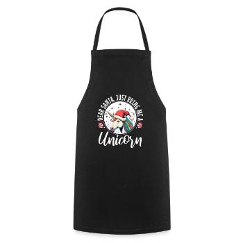 Dear santa just bring me a unicorn - Cooking Apron - black - Front - AI Model Male 185 dark (185cm)