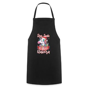 Dear santa just bring me a unicorn - Cooking Apron - black - Front - AI Model Male 185 dark (185cm)