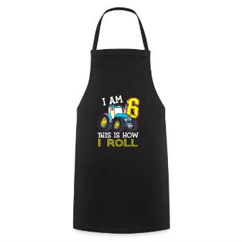 6e anniversaire drôle tracteur cadeau - Tablier de cuisine - noir - Devant - AI Model Male 185 dark (185cm)