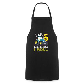 5e anniversaire drôle tracteur cadeau - Tablier de cuisine - noir - Devant - AI Model Male 185 dark (185cm)