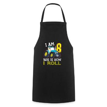 8e anniversaire drôle tracteur cadeau - Tablier de cuisine - noir - Devant - AI Model Male 185 dark (185cm)