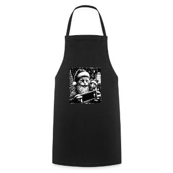 Chat et souris Selfie Joyeux Noël Drôle - Tablier de cuisine - noir - Devant - AI Model Male 185 dark (185cm)