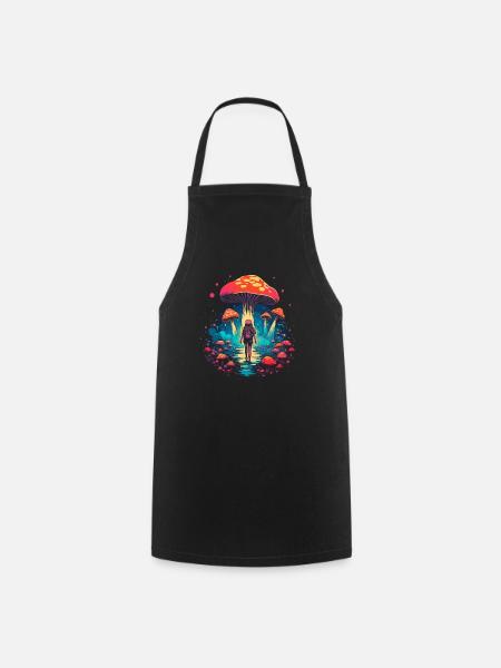 Fantasy Mushroom | Forest | Nature | Goa Festival - Cooking Apron - black