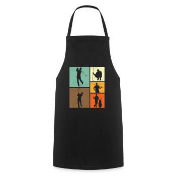 Golfliebhaber Retro-Vintage-Stil Golfer Golfen - Kochschürze - Schwarz - Vorne - AI Model Male 185 dark (185cm)