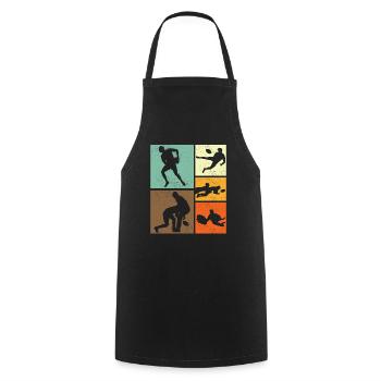 Design de joueur de Rugby Vintage rétro - Tablier de cuisine - noir - Devant - AI Model Male 185 dark (185cm)