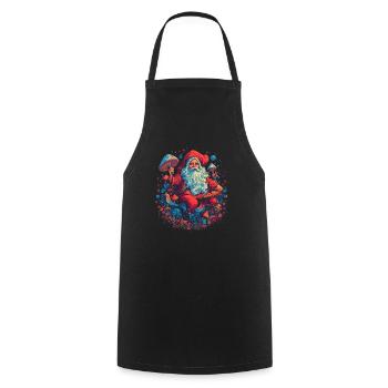 Mushroom Weihnachtsmann| Fantasy Pilze Natur Goa - Kochschürze - Schwarz - Vorne - AI Model Male 185 dark (185cm)