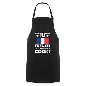 Cuisine française Cuisinier Chef Je suis français Bien sûr que je - Tablier de cuisine - noir - Devant - AI Model Male 185 dark (185cm)