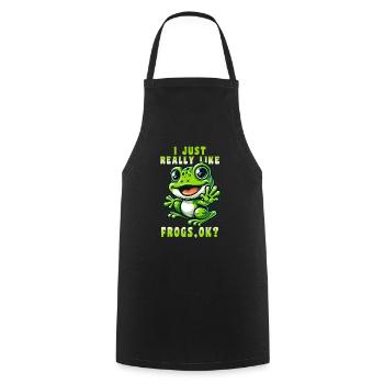 I Just Really Like Frogs, Ok? Cute Frog - Cooking Apron - black - Front - AI Model Male 185 dark (185cm)