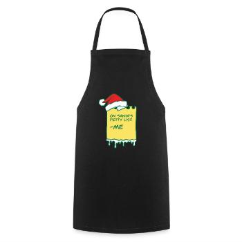 On Santa's Claus Petty List Christmas Pajama - Cooking Apron - black - Front - AI Model Male 185 dark (185cm)