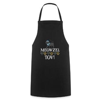 Meowzel Tov Joyeux Hanoukka Chat juif de Chrismukkah - Tablier de cuisine - noir - Devant - AI Model Male 185 dark (185cm)