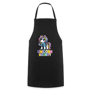 Unicorn Rainbow Cute Unicorn Security - Cooking Apron - black - Front - AI Model Male 185 dark (185cm)