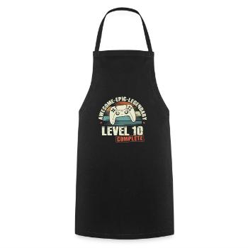 Level 10 Complete 10th Birthday Gift - Cooking Apron - black - Front - AI Model Male 185 dark (185cm)