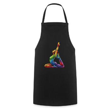 Yoga Regenbogen - Kochschürze - Schwarz - Vorne - AI Model Male 185 dark (185cm)