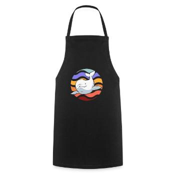 Baleine blanche Béluga - Tablier de cuisine - noir - Devant - AI Model Male 185 dark (185cm)