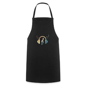 Casque, clef, musique, musique, son - Tablier de cuisine - noir - Devant - AI Model Male 185 dark (185cm)