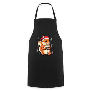 Christmas Squirrel Gamer Video Game Player - Cooking Apron - black - Front - AI Model Male 185 dark (185cm)