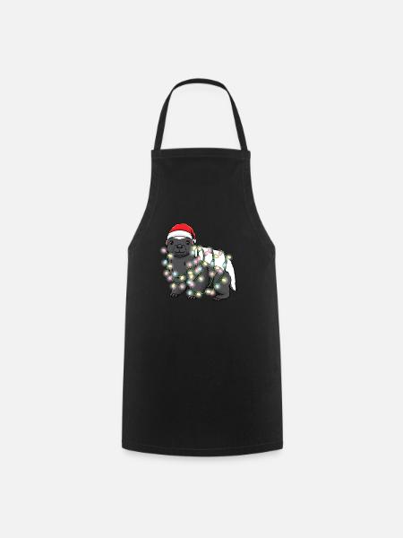 Blaireau de miel avec des lumières de Noël - Tablier de cuisine - noir