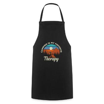 Camping is my favorite therapy - Cooking Apron - black - Front - AI Model Male 185 dark (185cm)