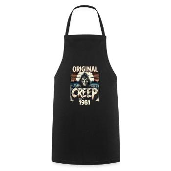 Vintage Creep depuis 1981 - anniversaire d’horreur rétro - Tablier de cuisine - noir - Devant - AI Model Male 185 dark (185cm)