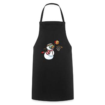 Schneemann Spielt Basketball Spiel Weihnachten - Kochschürze - Schwarz - Vorne - AI Model Male 185 dark (185cm)
