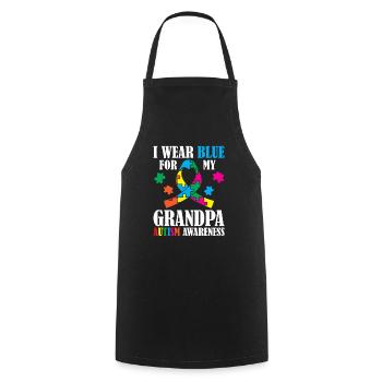 I wear blue for my grandpa. Support - Cooking Apron - black - Front - AI Model Male 185 dark (185cm)