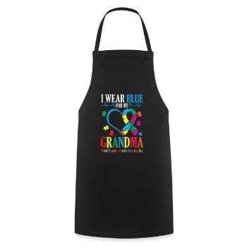 "I'm wearing blue for my grandma" support them - Cooking Apron - black - Front - AI Model Male 185 dark (185cm)