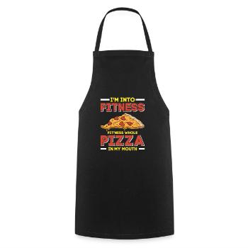 Cuisson de pizzas Je suis dans la forme physique Pizza entière dans la bouche - Tablier de cuisine - noir - Devant - AI Model Male 185 dark (185cm)