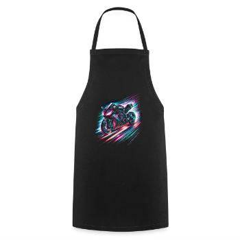 Neon Speed Demon: High-Velocity Light Trails - Cooking Apron - black - Front - AI Model Male 185 dark (185cm)