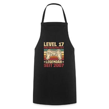 Level 17 freigeschaltet legendär seit 2007 - Kochschürze - Schwarz - Vorne - AI Model Male 185 dark (185cm)