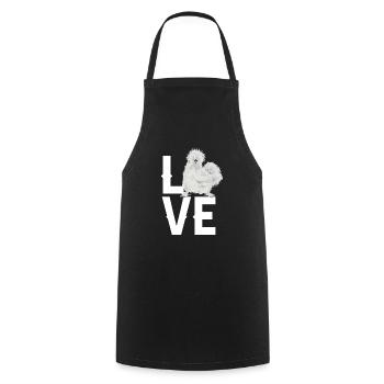 Seidenhuhn Poulet soyeux - Tablier de cuisine - noir - Devant - AI Model Male 185 dark (185cm)