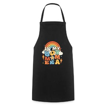 In My Boy Mom Era Groovy - Cooking Apron - black - Front - AI Model Male 185 dark (185cm)
