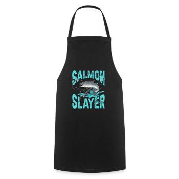 Pêche au saumon Pêcheur de saumon - Tablier de cuisine - noir - Devant - AI Model Male 185 dark (185cm)