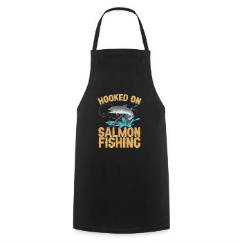Pêche au saumon Pêcheur de saumon - Tablier de cuisine - noir - Devant - AI Model Male 185 dark (185cm)