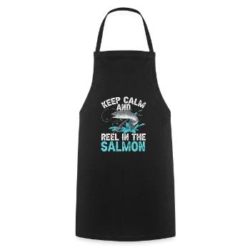 Salmon Fishing Salmon Angler - Cooking Apron - black - Front - AI Model Male 185 dark (185cm)