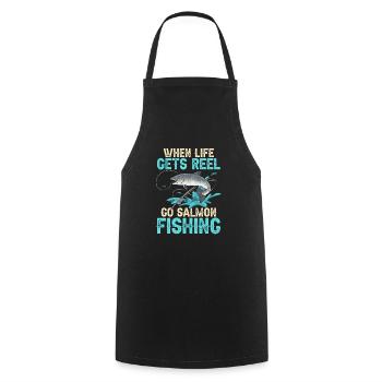 Salmon Fishing Salmon Angler - Cooking Apron - black - Front - AI Model Male 185 dark (185cm)