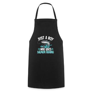 Salmon Fishing Salmon Angler - Cooking Apron - black - Front - AI Model Male 185 dark (185cm)