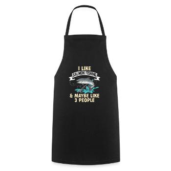 Pêche au saumon Pêcheur de saumon - Tablier de cuisine - noir - Devant - AI Model Male 185 dark (185cm)