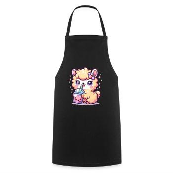 Lama kawaii sirote du thé à bulles Lama mignon thé Boba - Tablier de cuisine - noir - Devant - AI Model Male 185 dark (185cm)