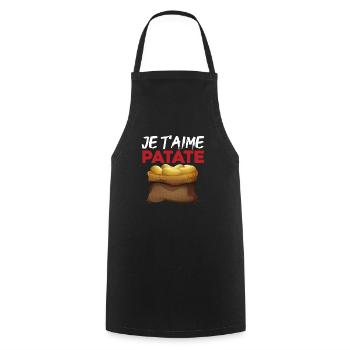 Saint Valentin Anniversaire Je T'aime Patate Drôle - Tablier de cuisine - noir - Devant - AI Model Male 185 dark (185cm)