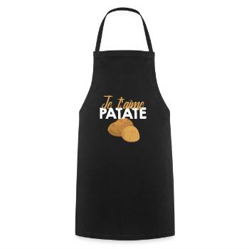 Patate Saint Valentin Cadeau Couple Amour Humour - Tablier de cuisine - noir - Devant - AI Model Male 185 dark (185cm)