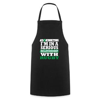 Rugby Ma relation sérieuse drôle - Tablier de cuisine - noir - Devant - AI Model Male 185 dark (185cm)