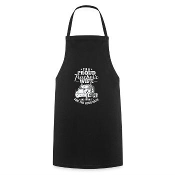 I'm a proud Trucker's Wife Staße Profession - Cooking Apron - black - Front - AI Model Male 185 dark (185cm)
