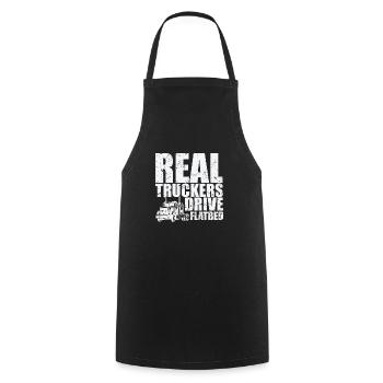 De vrais camionneurs conduisent des remorques à plateau - Tablier de cuisine - noir - Devant - AI Model Male 185 dark (185cm)