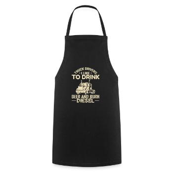 Chauffeurs de camion J’aime boire de la bière et brûler du diesel - Tablier de cuisine - noir - Devant - AI Model Male 185 dark (185cm)
