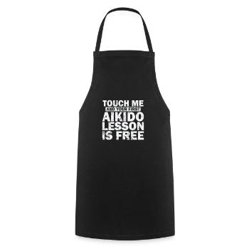 Touchez-moi et votre première leçon d’Aïkido est gratuite - Tablier de cuisine - noir - Devant - AI Model Male 185 dark (185cm)