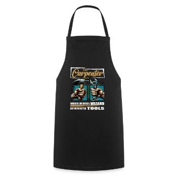 Carpenter Profession Saying Worker - Cooking Apron - black - Front - AI Model Male 185 dark (185cm)